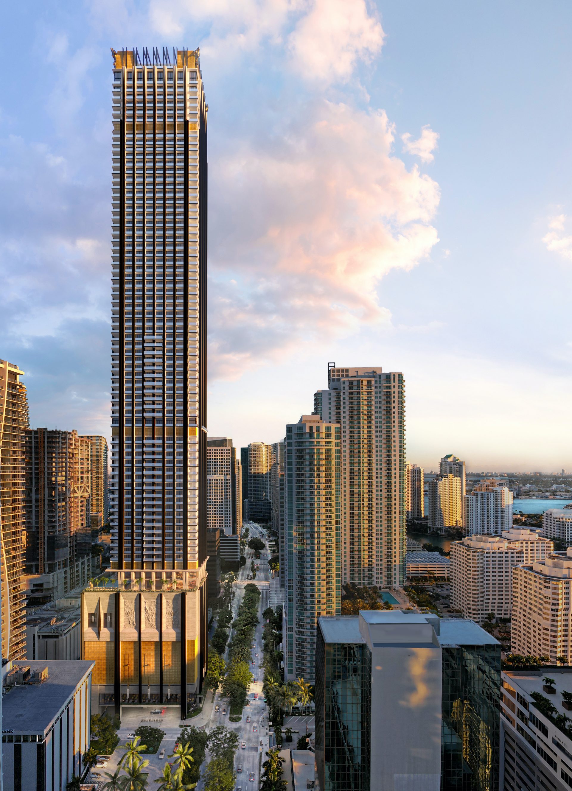 888 Brickell Avenue tower among the Brickell skyline